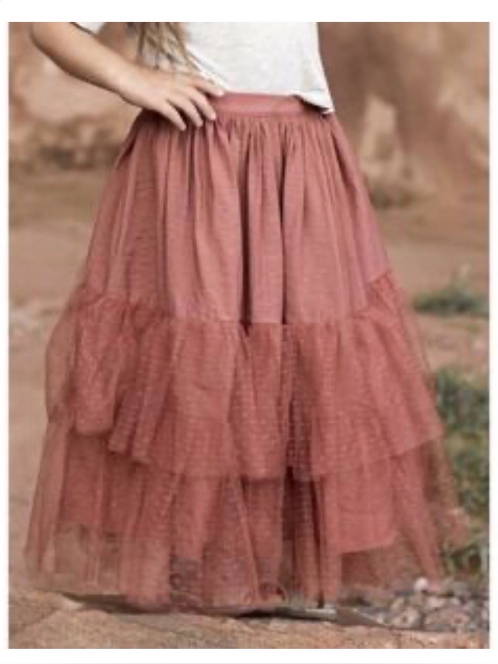 Mia Joy Ada Tulle Maxi Skirt in Rose
